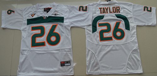 Hurricanes #26 Sean Taylor White Stitched Youth NCAA Jersey